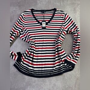 Tommy Hilfiger Women's Striped Long Sleeve Top - Black, Red, White